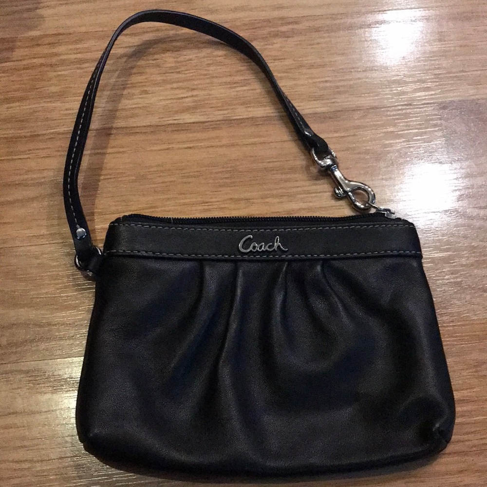 Coach Leather Wristlet wallet small purse black